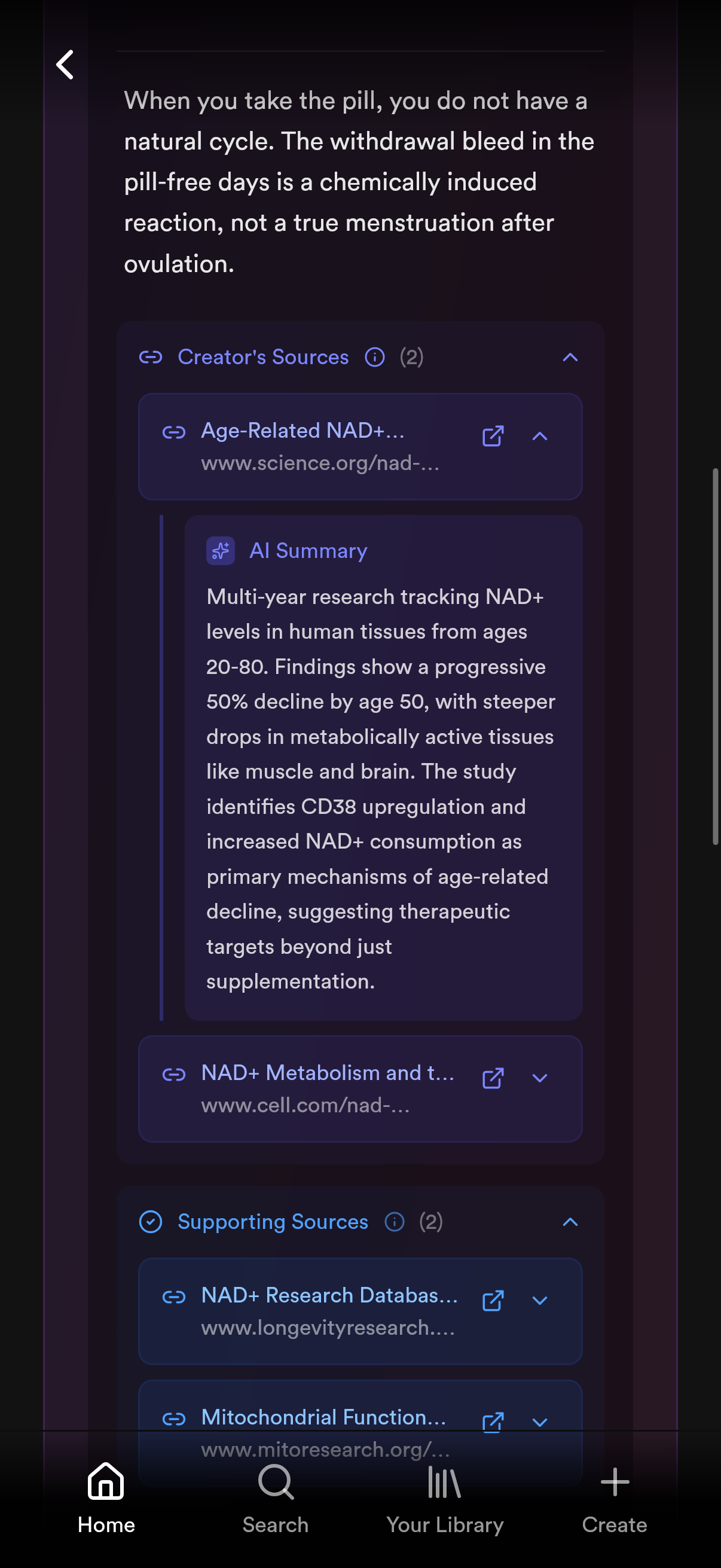 An AI summary of a source under a claim.